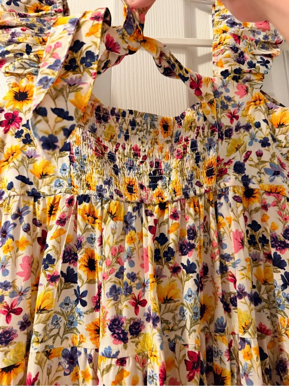 Old Navy Floral Ruffle-Sleeve Women’s maxi dress Yellow & Pink Floral - Picture 6 of 6